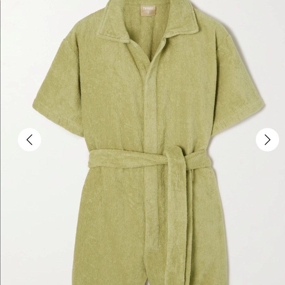 Belted cotton-terry jumpsuit